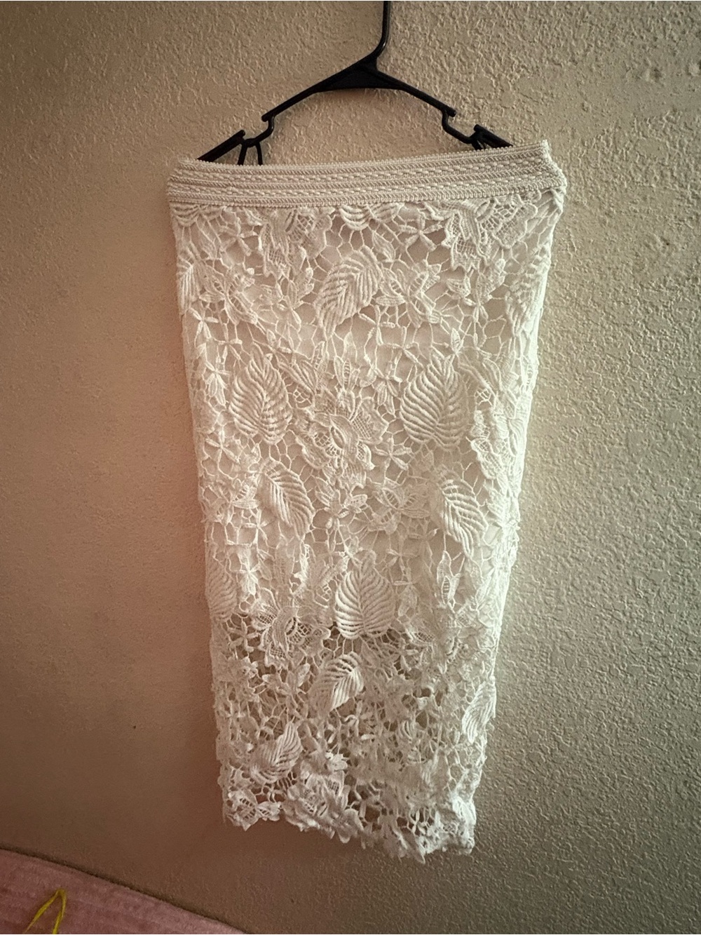 ANGL White Crochet Lace Pencil Skirt